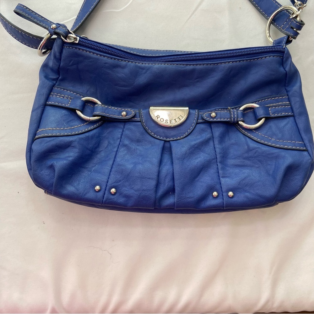 Rosetti Blue and Silver Crossbody Bag with Decorative Stitching - Picture 3 of 8